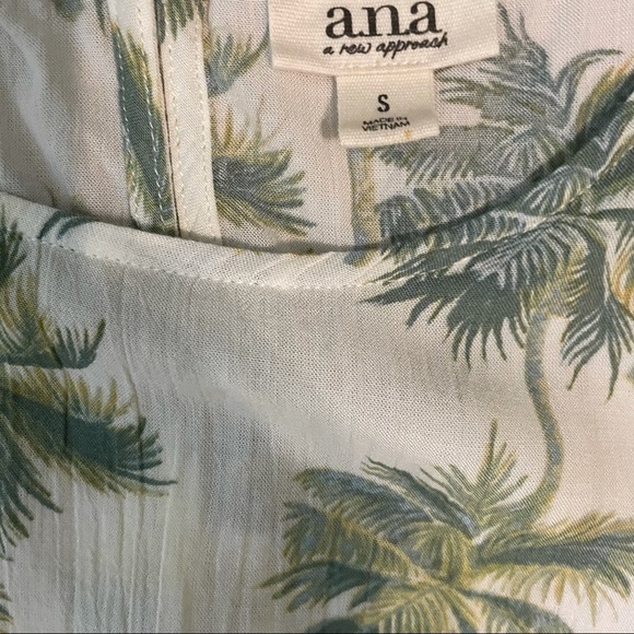 A.N.A. Bernie Palm Tree Print Cream Green Sleeveless Top Size S - Picture 5 of 6